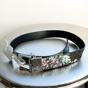Calvin Klein CK Women’s Reversible Belt Floral Black NEW